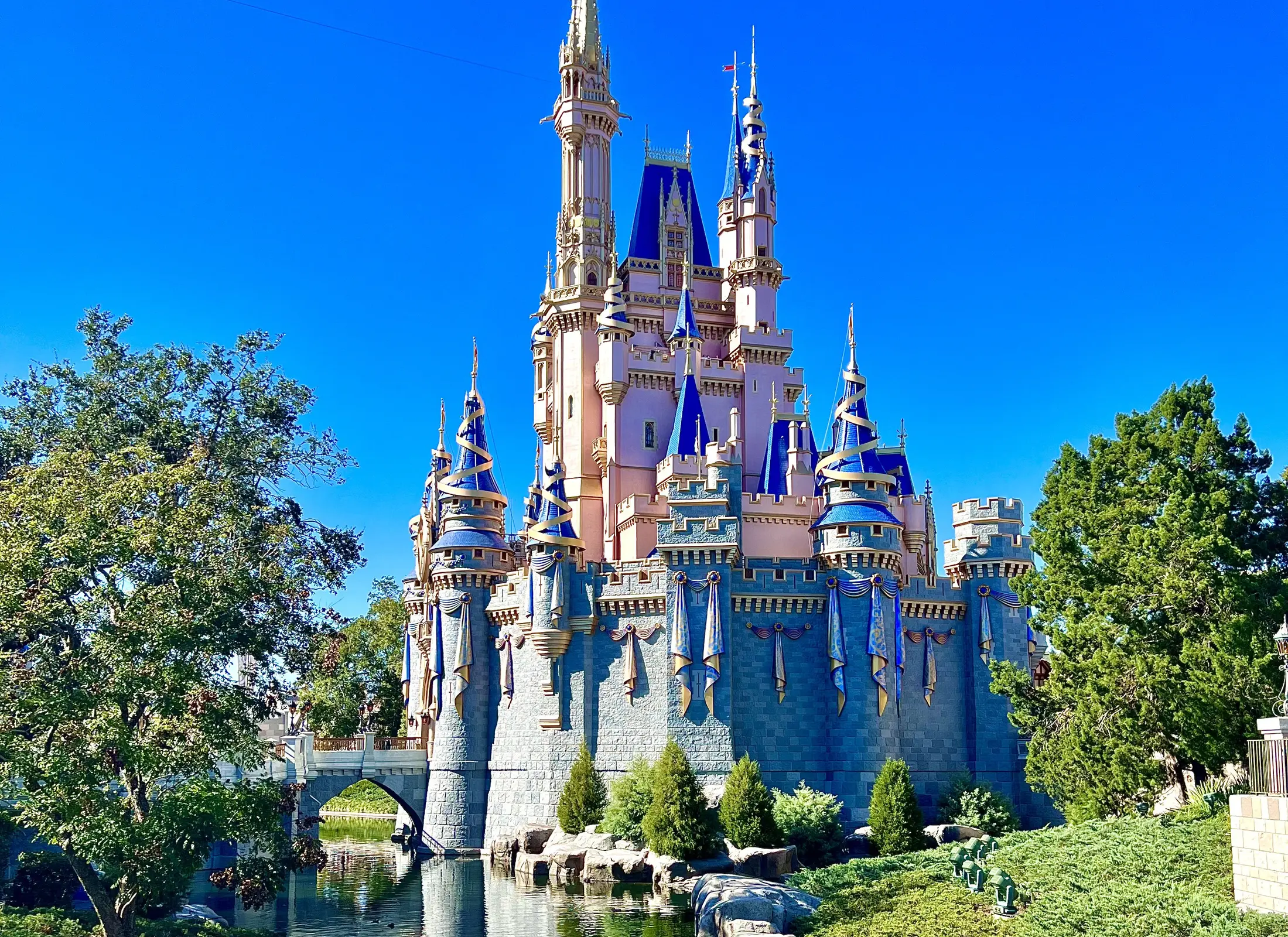 Cinderella Castle under a bright blue sky